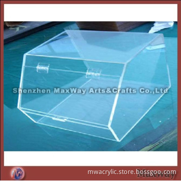 Clear table top decent rectangle polished acrylic/perspex container/vessel/receptacle/box